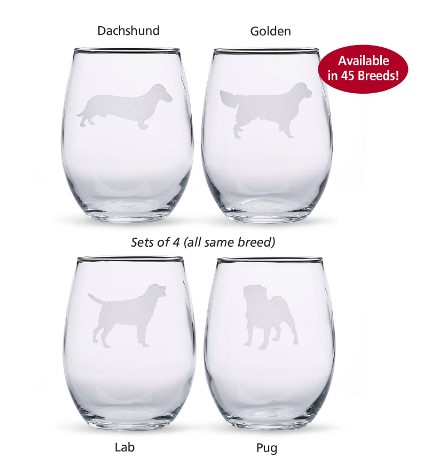 Dog Wine Glasses Dog wine glasses for a Valentine's day gift