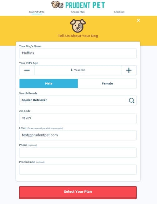 Pet Info Input pet information to get Prudent Pet quote