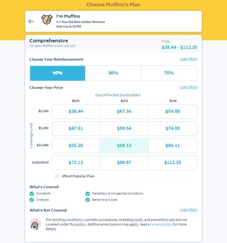 Pick Price Pick your price on Prudent Pet quote page