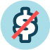breeder_nocost Dollar sign with a red strike through it icon