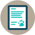 breeder_puppykit Icon of document with a small blue paw print on it